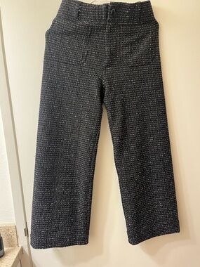 Maeve Black Tweed-Look Wide Leg Pants